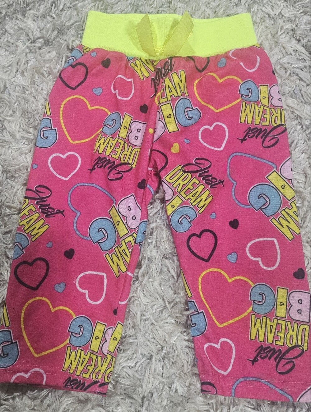 2/20$ Angel Pink Heart & 'Dream Big' Graphic Pajama Pants with Yellow Waistband